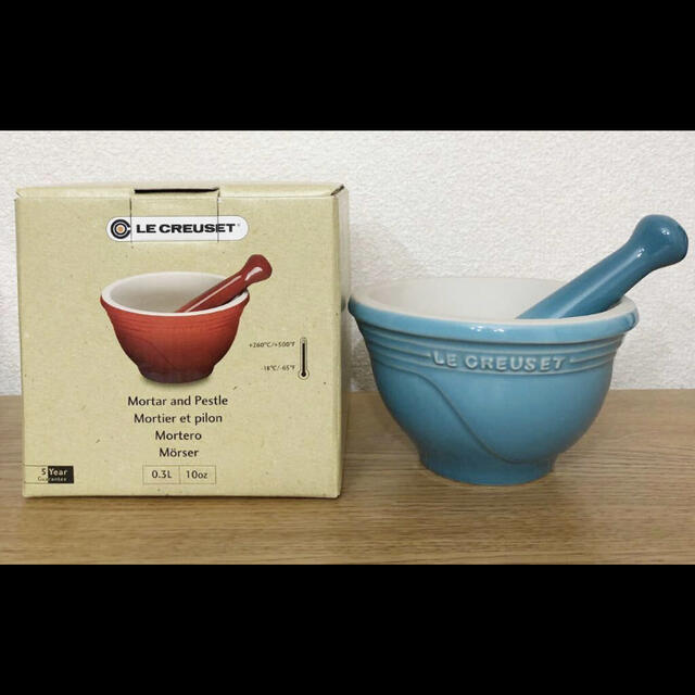 LE CREUSET(ルクルーゼ)のル・クルーゼ モーター&ペッセル すり鉢 ルクルーゼ レア すりこぎ ブルー インテリア/住まい/日用品のキッチン/食器(食器)の商品写真