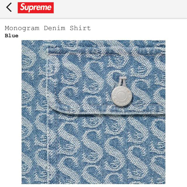 Supreme Monogram Denim Shirt Sサイズ Blue