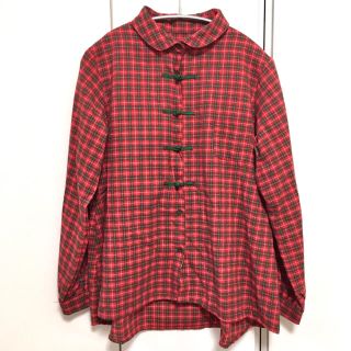 メルロー(merlot)の【merlot/メルロー】チャイナシャツ　チェック　赤　レッド(シャツ/ブラウス(長袖/七分))