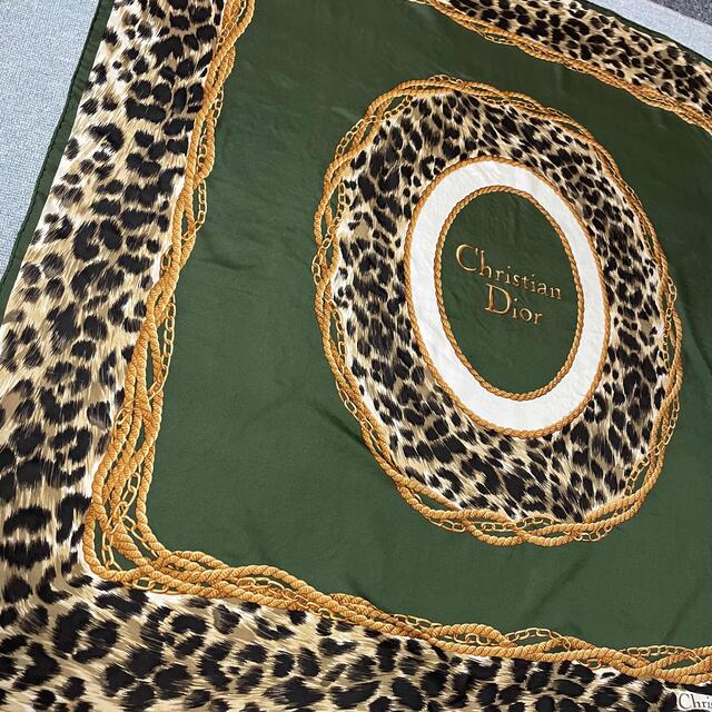 Christian Dior ヴィンテージ スカーフ シルク100% ロゴ豹柄