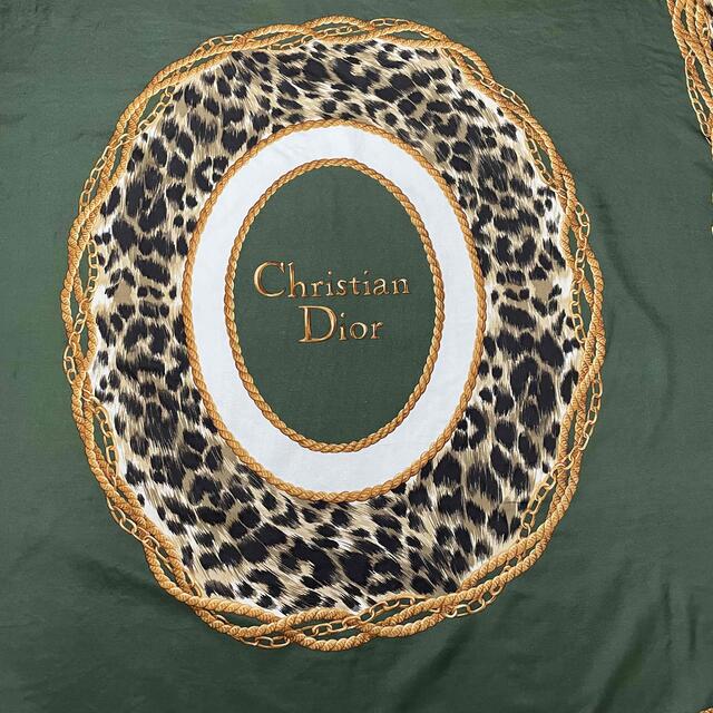 Christian Dior ヴィンテージ スカーフ シルク100% ロゴ豹柄