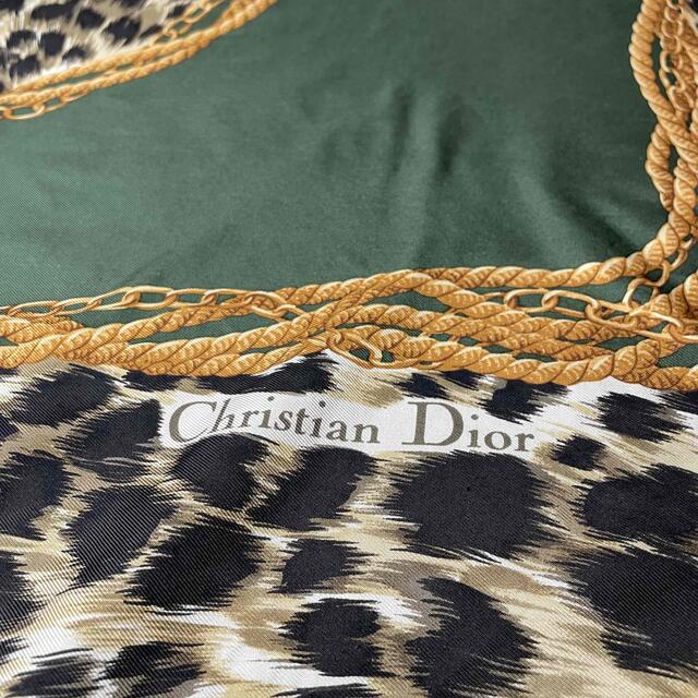 Christian Dior ヴィンテージ スカーフ シルク100% ロゴ豹柄