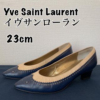 イヴサンローランボーテ(Yves Saint Laurent Beaute)の【ヒールローファー】イヴサンローラン パンプス ウィングチップ ネイビー(ローファー/革靴)