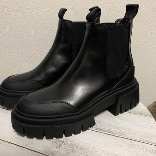 ザラ ZARA サイドゴアブーツ ショート 黒 ブラック 38 1213