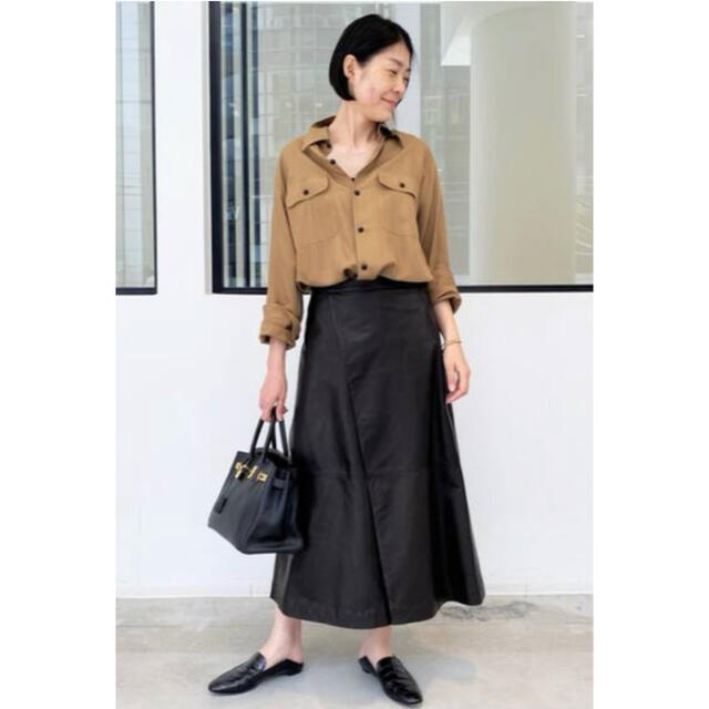 L'Appartement DEUXIEME CLASSE(アパルトモンドゥーズィエムクラス)の新品＊アパルトモン RAW+ Leather Lap Skirt レディースのスカート(ロングスカート)の商品写真