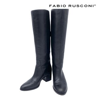 ファビオルスコーニ(FABIO RUSCONI)の【美品】FABIO RUSCONI レザー ロングブーツ 黒 23cm(ブーツ)