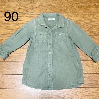 ブランシェス(Branshes)の＊中古＊ブランシェス　シャツワンピース　カーキシャツ　90(ワンピース)