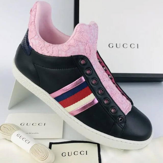 Gucci(グッチ)の新品未使用★GUCCI・レザー シェリーライン ハイトップ スニーカー（34） レディースの靴/シューズ(スニーカー)の商品写真