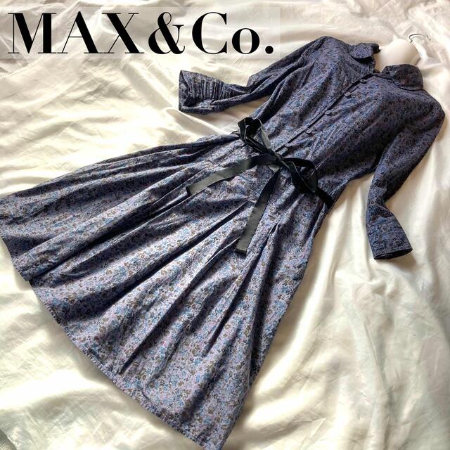 Max & Co.(マックスアンドコー)の【美品】MAX&Co. マックスアンドコー 花柄ワンピース ネイビー レディースのワンピース(ひざ丈ワンピース)の商品写真