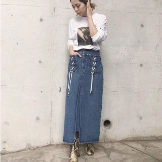 アメリヴィンテージ(Ameri VINTAGE)の値下げ　Ameri UNEVENNESS POCKET DENIM SKIRT(ロングスカート)