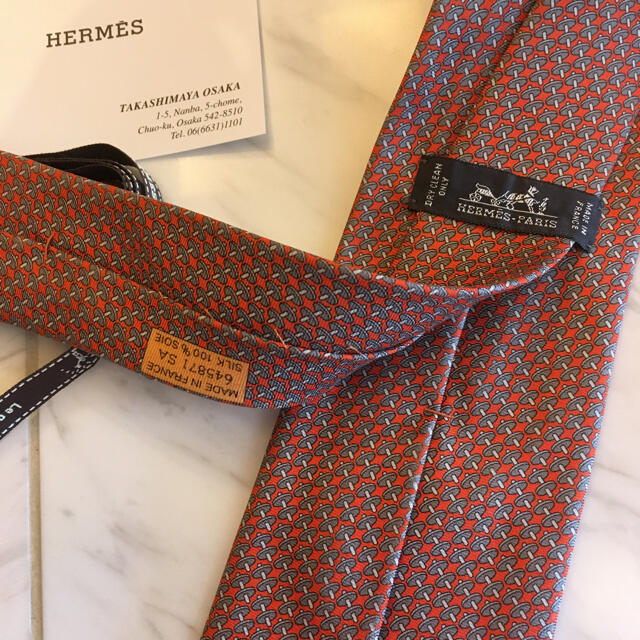 Hermes(エルメス)のエルメス　正規店購入　HERMES ネクタイ　紳士用　メンズ　オレンジ系 メンズのファッション小物(ネクタイ)の商品写真