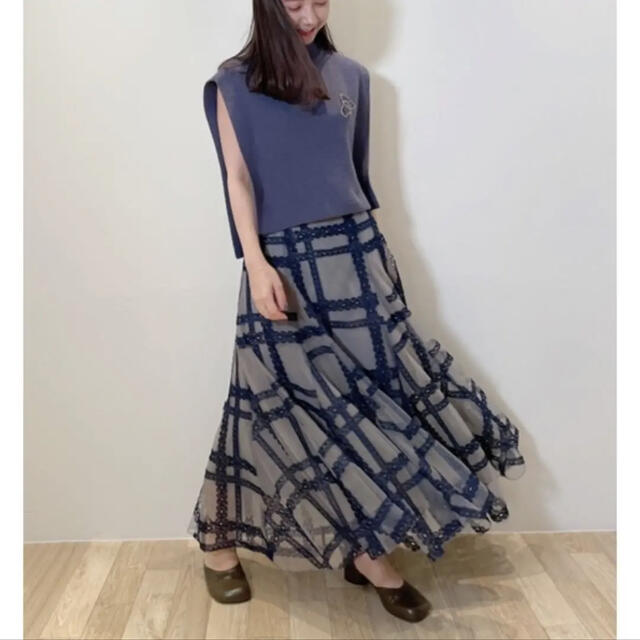 SNIDEL(スナイデル)のsnidel ♡ チュールエンブロイダリースカート レディースのスカート(ロングスカート)の商品写真