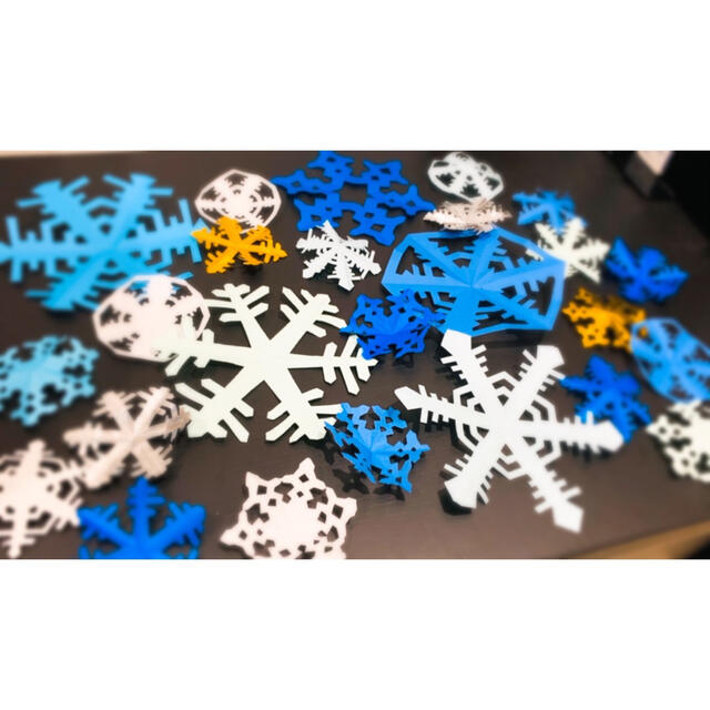 11月 12月 クリスマス 冬 飾り 雪の結晶 切り絵 壁面 誕生日 ハンドメイドの素材/材料(型紙/パターン)の商品写真