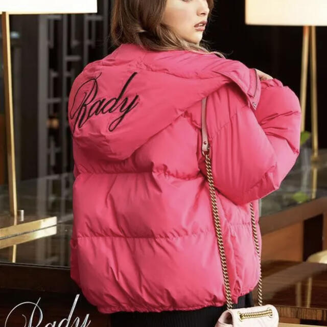 Rady(レディー)のRady ハイカラーフードファイバーダウン ピンク レディースのジャケット/アウター(ダウンジャケット)の商品写真