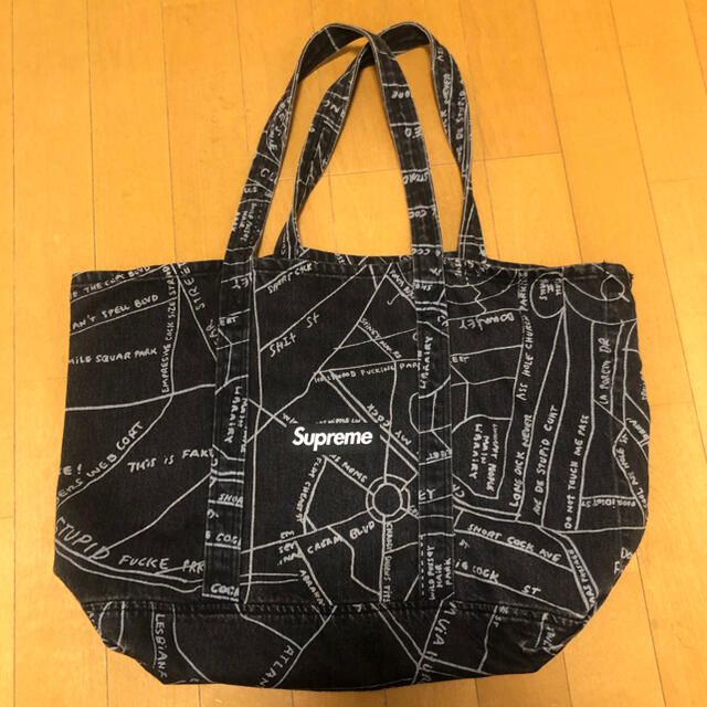 ※送料込 supreme gons map denim tote 黒