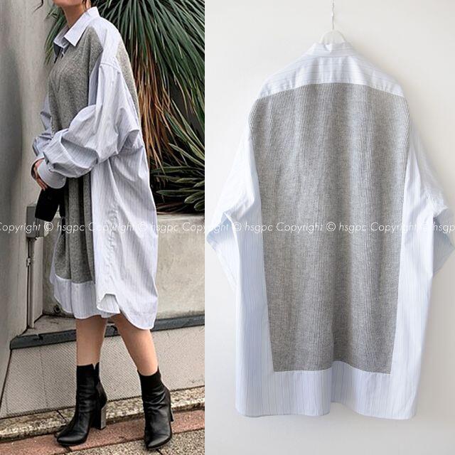 Maison Martin Margiela(マルタンマルジェラ)の【定価16万】メゾンマルジェラ Spliced Knit shirt dress レディースのワンピース(ひざ丈ワンピース)の商品写真