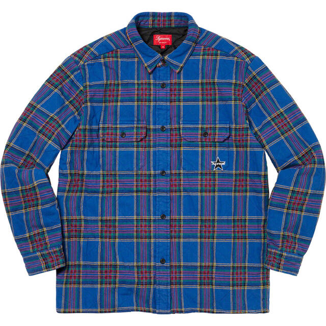 M 青 Supreme Quilted Plaid Flannel Shirtトップス