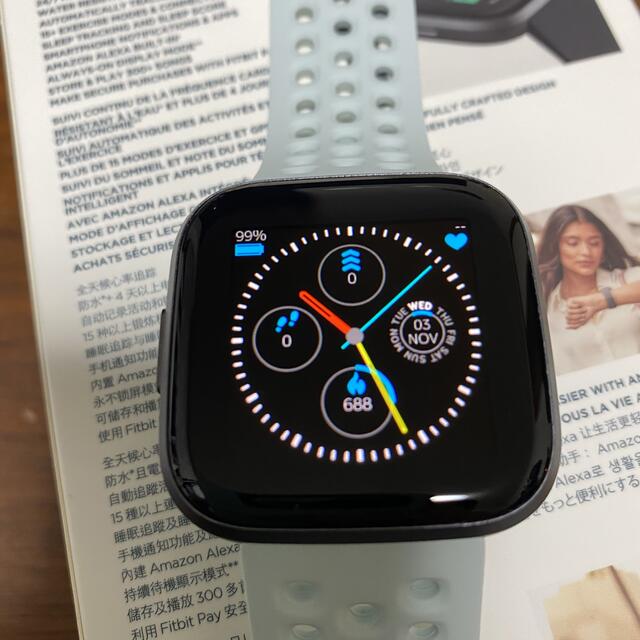 Fitbit versa2 ブラック 純正スポーツバンドつき-
