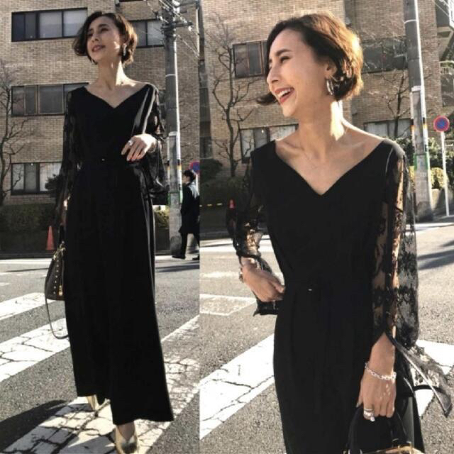 レディースアメリヴィンテージ / LACE SLEEVE REFINED DRESS