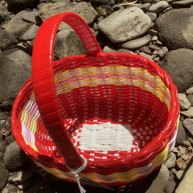 篭バック　 ひとみちゃん、レッド(シバヤマさんの手づくりカゴ)昭和レトロ レディースのバッグ(かごバッグ/ストローバッグ)の商品写真