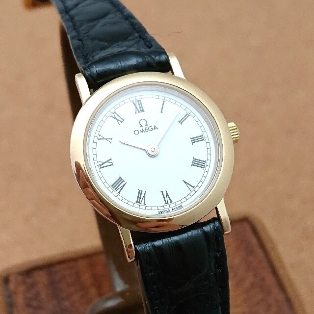 【新品電池交換済み】オメガ デビル ホワイトローマン レディース 1989年製造 腕時計