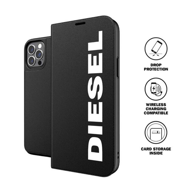 ◆DIESEL/ディーゼル◆ iPhoneケース 手帳型 ブラックホワイト