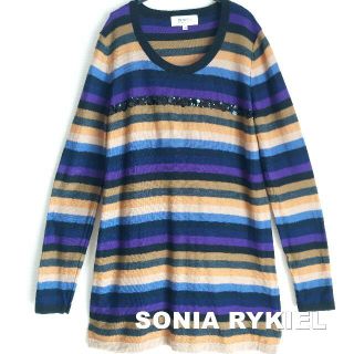 ソニアリキエルSONIA RYKIEL(38)ボーダー柄ボウタイニット