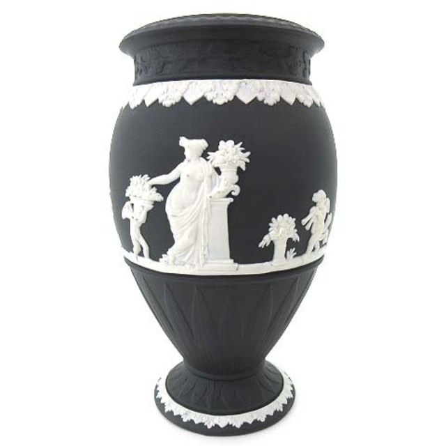 WEDGWOOD(ウェッジウッド)のウェッジウッド ジャスパー ボンティフルベース 花瓶 フラワーベ ブラック エンタメ/ホビーの美術品/アンティーク(陶芸)の商品写真