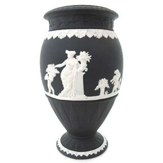 ウェッジウッド(WEDGWOOD)のウェッジウッド ジャスパー ボンティフルベース 花瓶 フラワーベ ブラック(陶芸)