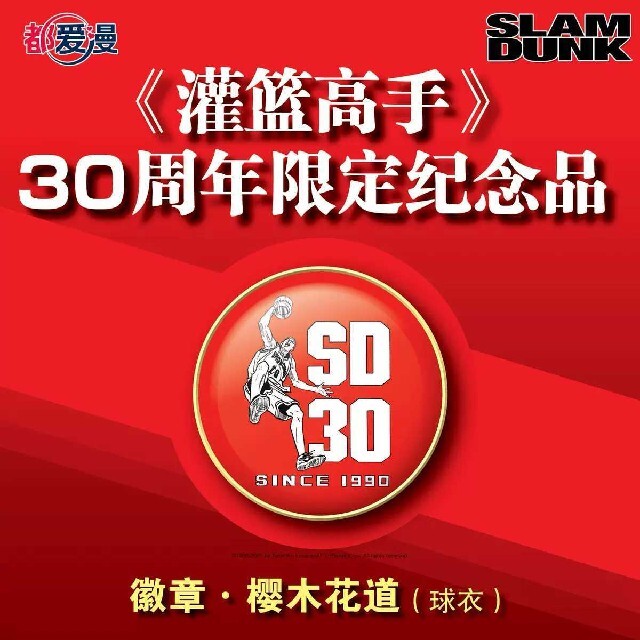 ????スラムダンク　SLAM DUNK　30周年　中国限定　金属バッジ　桜木花道B