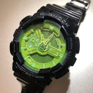 ジーショック(G-SHOCK)のCASIO G-SHOCK GA-110B ブラック＆グリーン　中古稼動品(腕時計(デジタル))