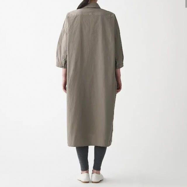 MUJI (無印良品)(ムジルシリョウヒン)の無印良品　七分袖　シャツワンピース　M-L モカブラウン レディースのワンピース(ロングワンピース/マキシワンピース)の商品写真