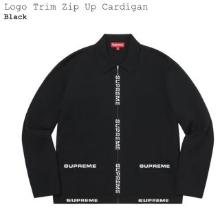 シュプリーム(Supreme)のsupreme logo trim zip up cardigan L 黒(カーディガン)