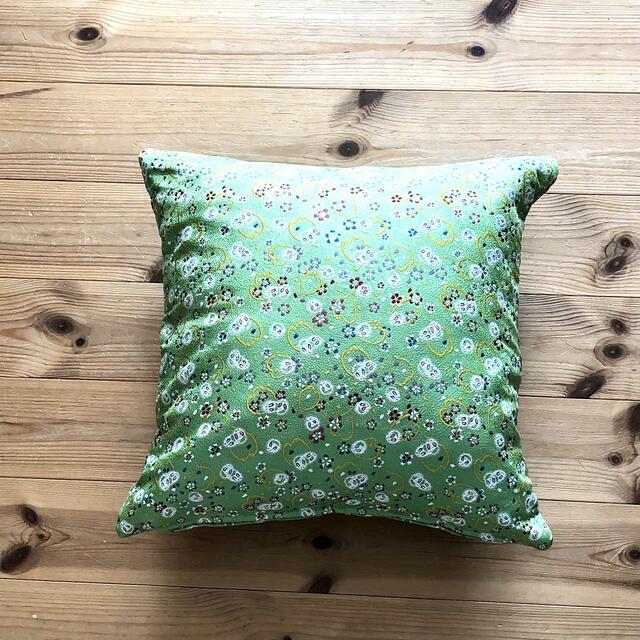 クッションカバー 西陣織高級金襴45cm×45cm 雪兎(緑)の通販 by ひなfabric｜ラクマ