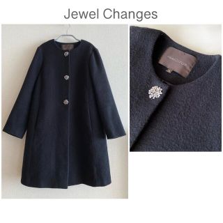 ジュエルチェンジズ(Jewel Changes)のジュエルチェンジズ  ☆ ビジュー  ノーカラー  コート　黒(ロングコート)