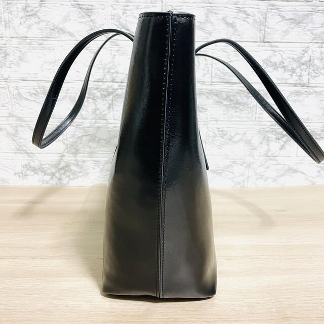 高級 オイルレザー トートバッグ ブラック メンズ レディース 本革 送料無料 レディースのバッグ(トートバッグ)の商品写真