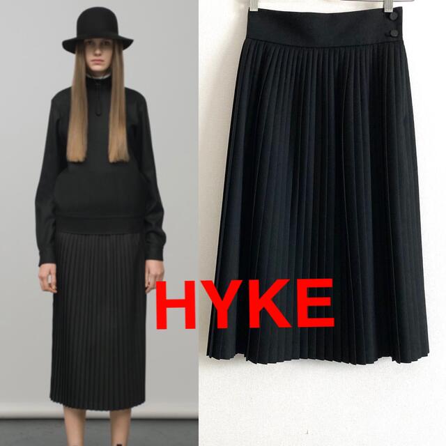 HYKE - 最終値下！HYKE ハイク ウール プリーツスカート 黒 ブラック ...