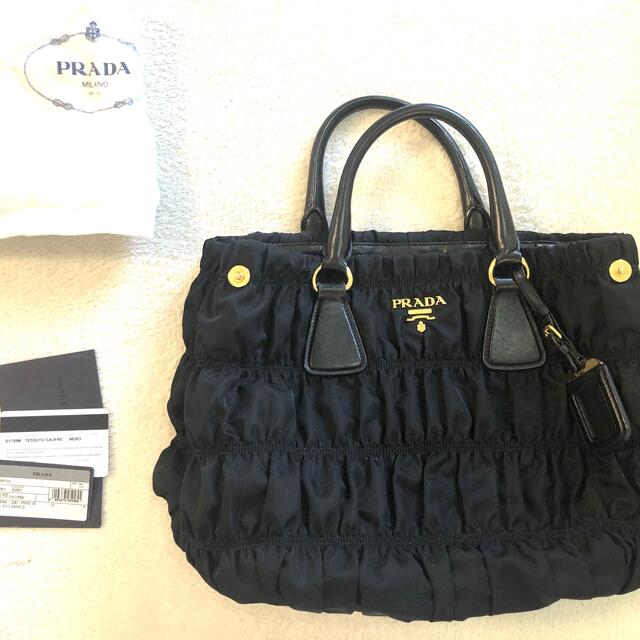 PRADA   プラダナイロンギャザーバッグ 黒ギャランティーカード