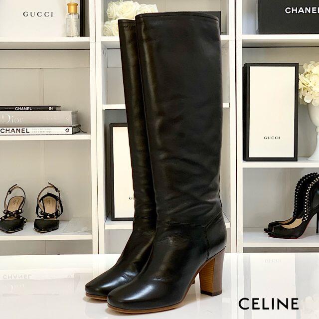 celine(セリーヌ)の3477 セリーヌ フィービー レザー ロングブーツ ブラック レディースの靴/シューズ(ブーツ)の商品写真