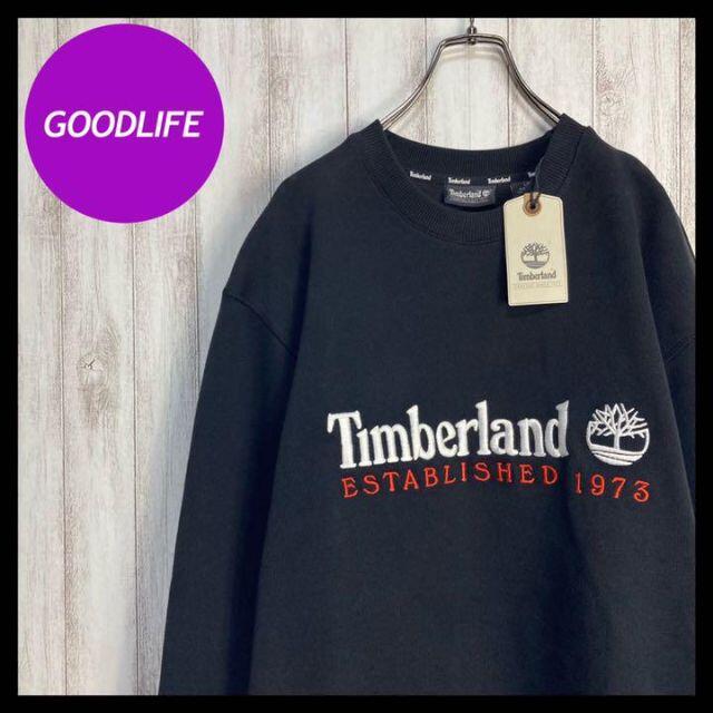 【ギフ_包装】 Timberland - 【デッドストック】 ティンバーランド ビンテージ 刺繍ロゴ スウェット 黒 スウェット