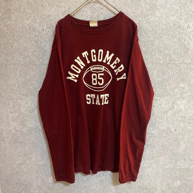チャンピオン カレッジロゴ ロンt 古着 えんじ色 L ゆるだぼ