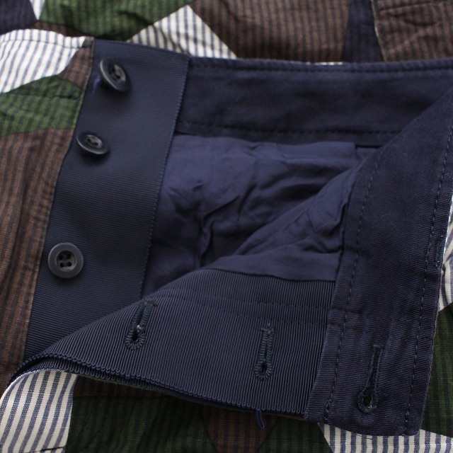 sacai(サカイ)のサカイ 15SS パンツハーフ ボタンフライ 総柄 リネン混 1 S 紺 カーキ メンズのパンツ(ショートパンツ)の商品写真