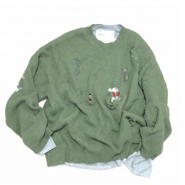 dairiku layered damage knit greenニット/セーター