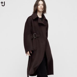 ユニクロ(UNIQLO)のUNIQLO +J ジルサンダー カシミヤブレンド ロングラップコート ブラウン(ロングコート)