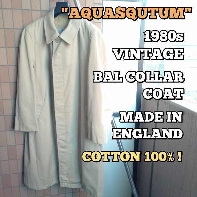VINTAGE1980s AQUASQUTUM BAL COLLAR COAT　イギリス製