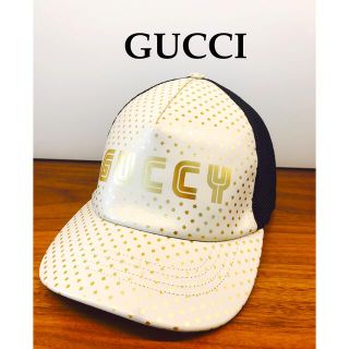 グッチ(Gucci)の美品　GUCCI グッチ　GUCCY キャップ　メッシュ　白　黒　ゴールド(キャップ)