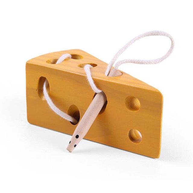 子供用 知育玩具 ひも通し チーズ ネズミの棒 おもちゃ 木製の通販 by RiCETTACOLO｜ラクマ