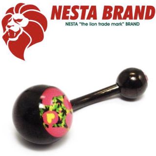 NESTA BRANDボディピアス/ブラックチタンジュエルバナナバーベル 14G