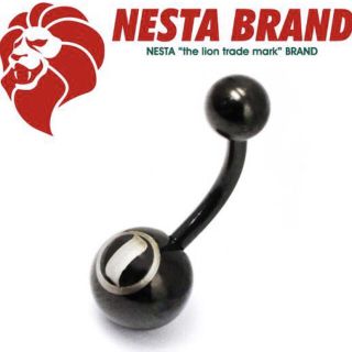 ネスタブランド(NESTA BRAND)の【ネスタブランド】 ボディピアス ブラックチタンバナナバーベル ロゴ 14G(ピアス)