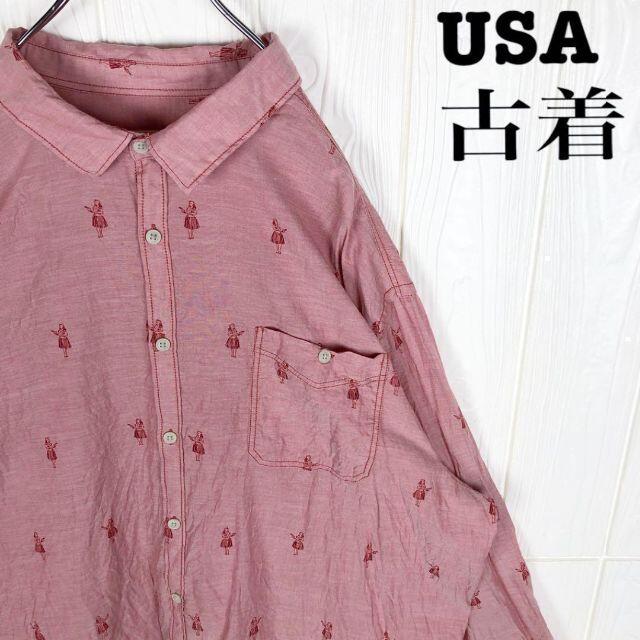 POLO RALPH LAUREN(ポロラルフローレン)のUSA古着 超ゆるだぼ 柄シャツ レッド コットン100% オーバーサイズ90s メンズのトップス(シャツ)の商品写真